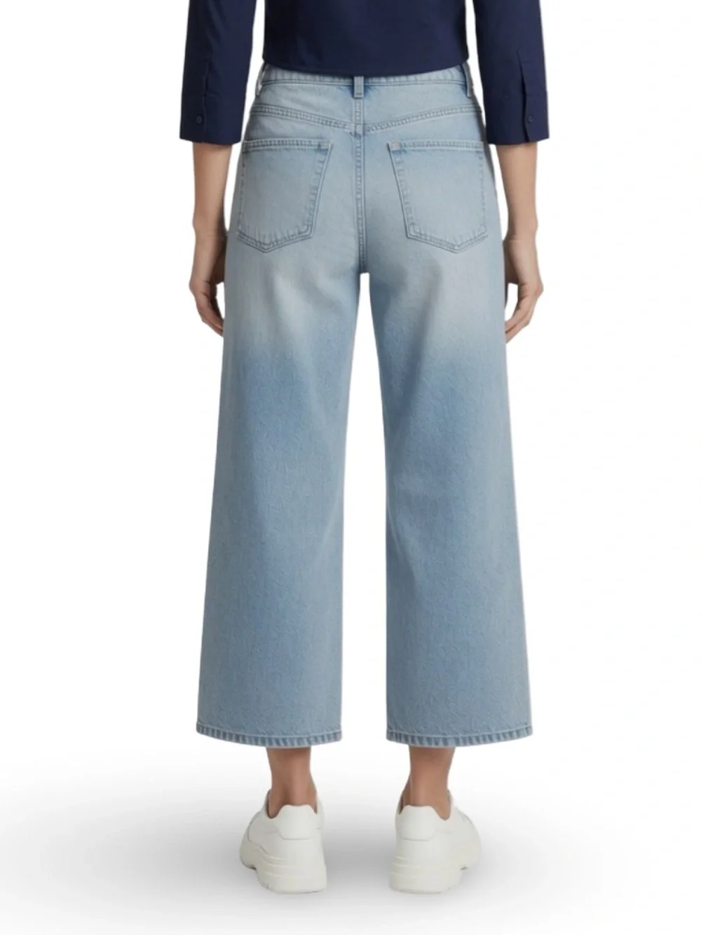 Michael Kors Selma Crop High Rise Wide Leg Jeans Stone Wash 12 NWT